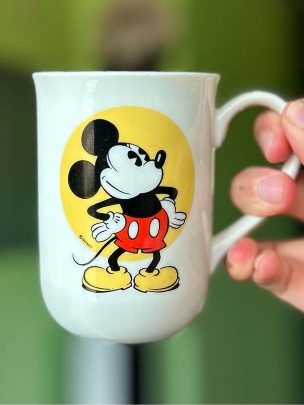 Disney Mickey Mouse White Ceramic Mug with Yellow & Red Design